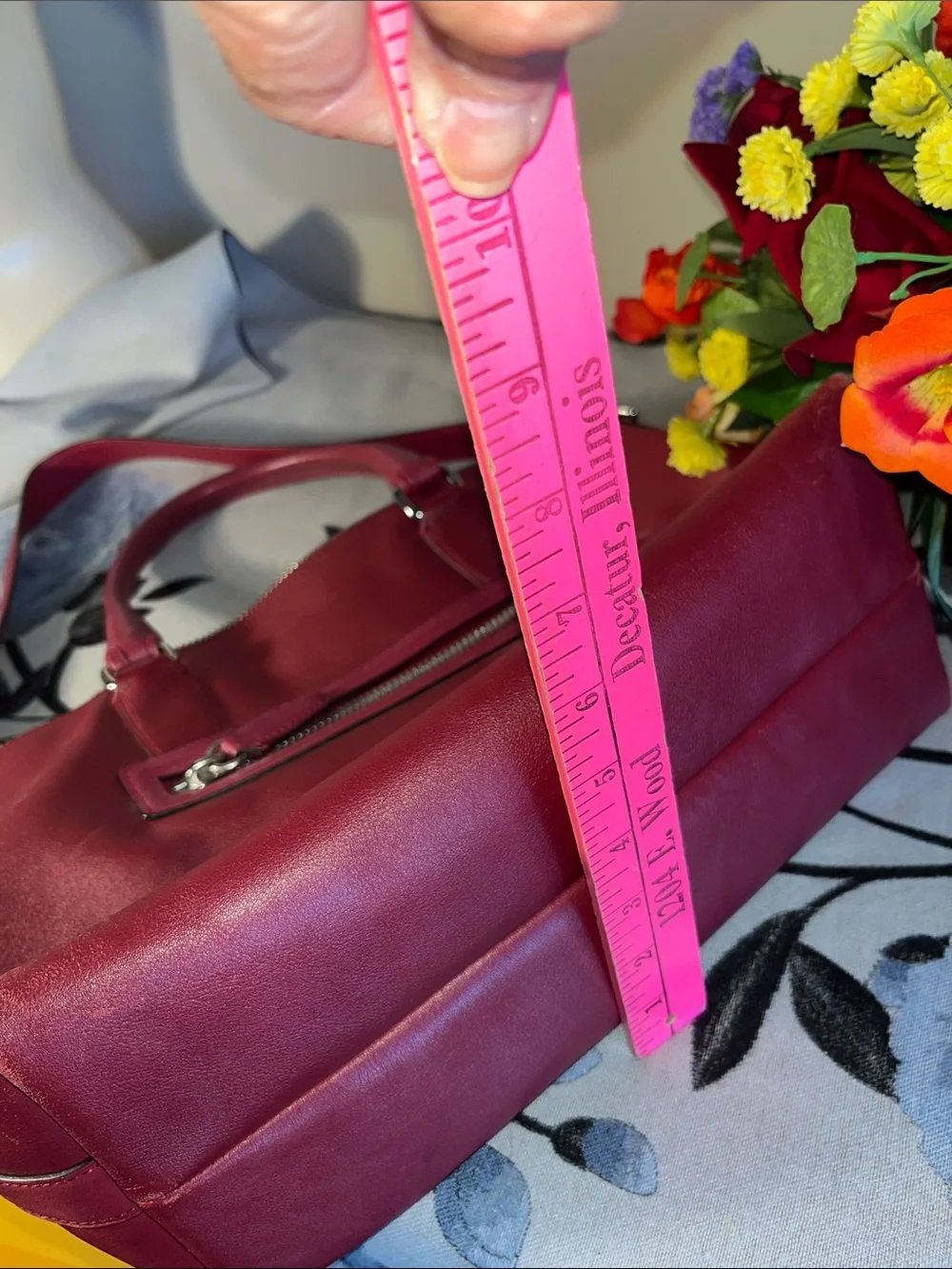 Coach Fuchsia Leather Shoulder Bag with Tassel Charm